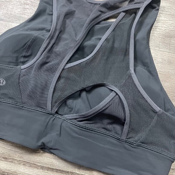 Lululemon Athletic Set Challenger Racerback Sports Bra Graphite Grey Size 10 - Picture 4 of 6